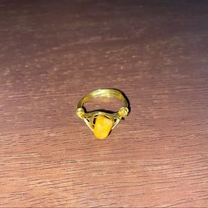 Handmade Gold Wire Ring with Gemstone